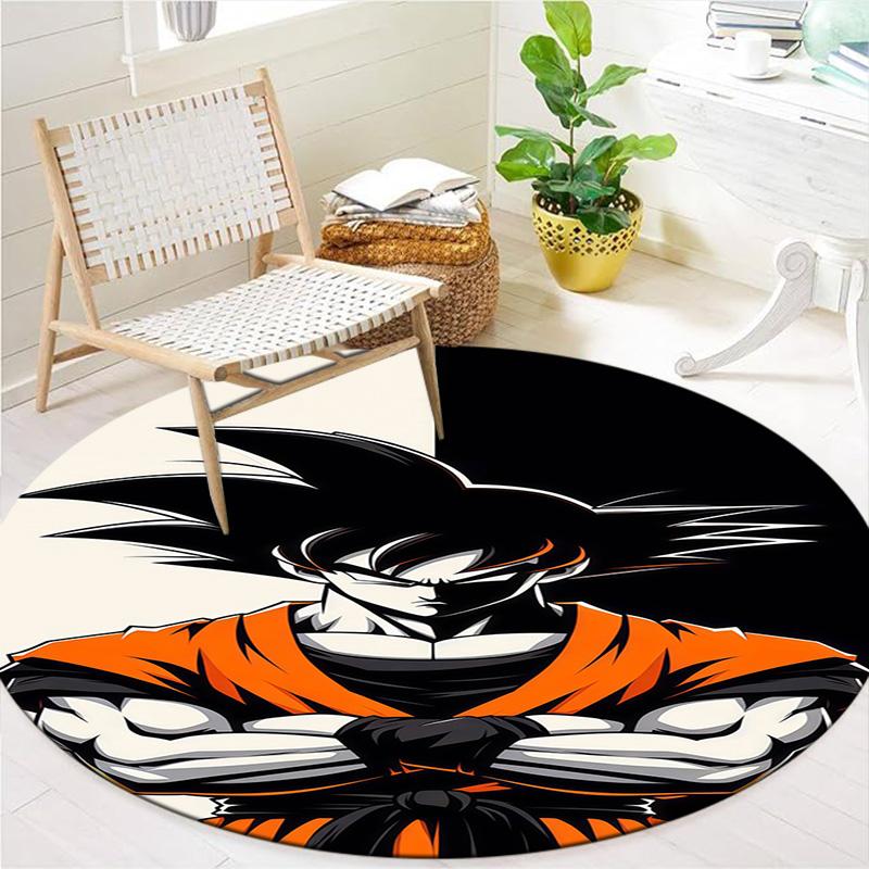 Son Goku Round Area Rug Carpet Rug For Living Room Bedroom Sofa Playroom Decor Nonslip Floor Mat