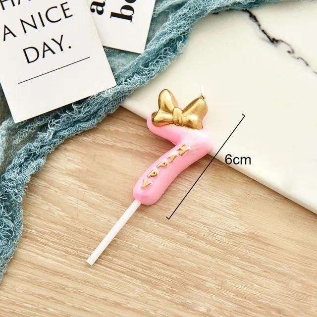 Cute Bowknot Birthday Number Candle Boys Gilrs 0-9 Number Cake Decor Digital Candles Topper Cupcake Party Decoration Supplies