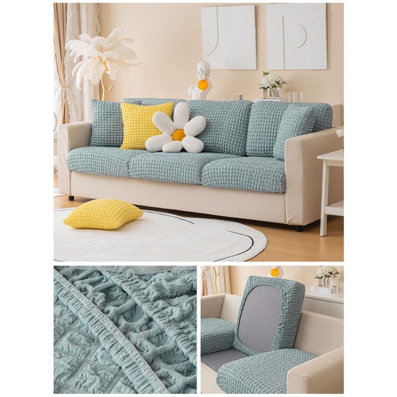 Seersucker New Sofa Cover Fully Inclusive Elastic Back Cover Sofa Cushion Four Seasons Three Positions