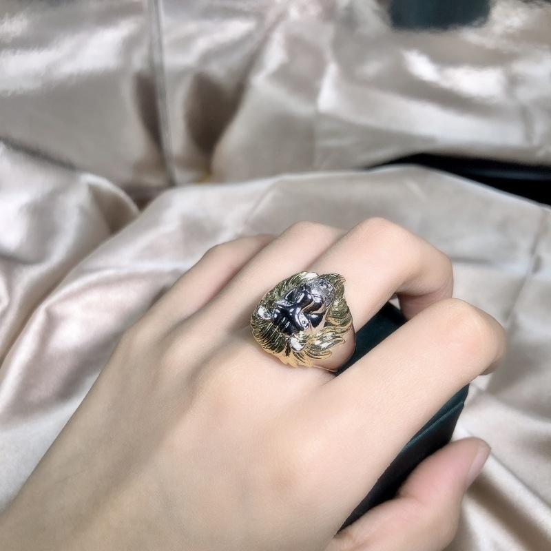 Titanium Steel Ring Divided Into Retro Animal Men'S Ring Ring Casting Domineering Gold Lion Head Copper