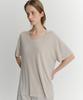 Ia Silk Rib U Neck T-Shirt (Beige)