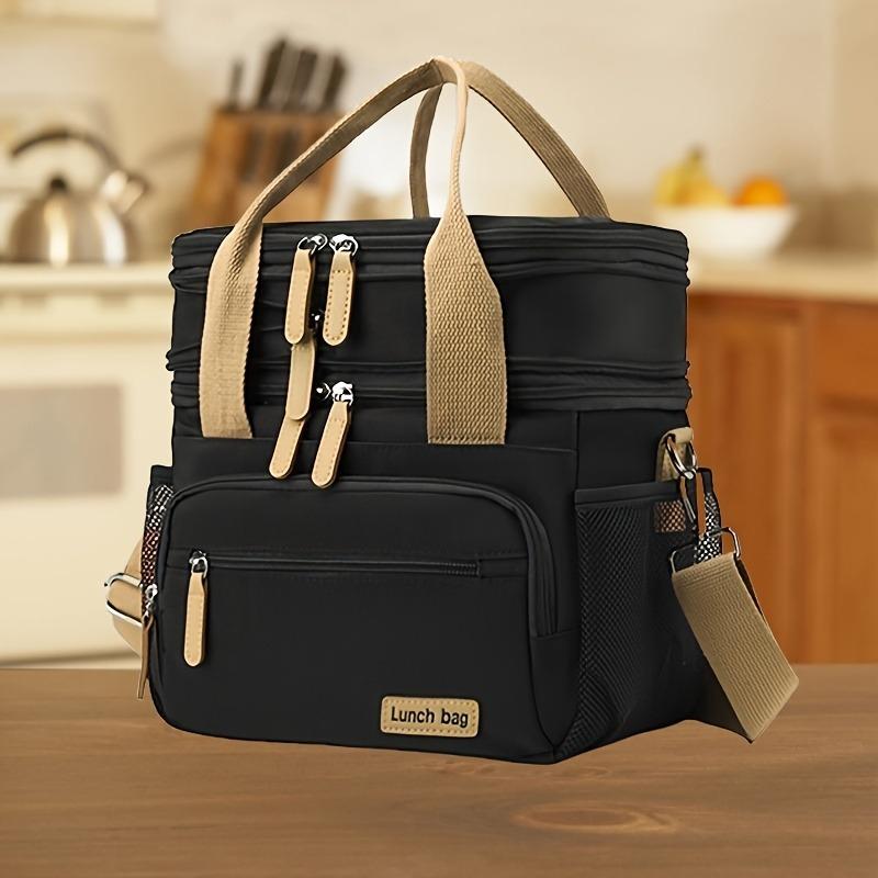 Dubbellagers isolerad lunchväska, stor kapacitet, bärbar, isväska med läckagesäker design, tygkasse av Oxford-tyg för picknick och utomhusbruk