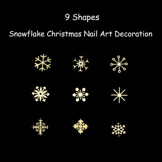90Pcs/Box Christmas Golden Snowflake Nail Art Sequins Ultra-thin Manicure Decor