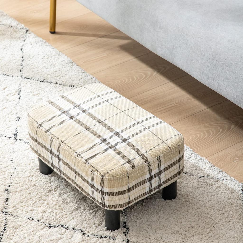 IBUYKE Ottoman Retro Striped Stool, Footstool, Rectangular, Square, Low, Non-Slip, Design, RF-BD215
