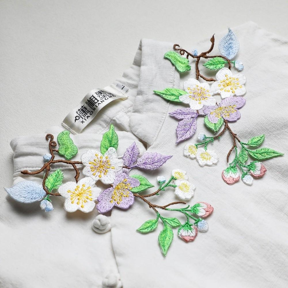 Iron On DIY Embroidered Stickers Flower Shape Clothes Sticker Elegant Flower Embroidery Patch  Bags