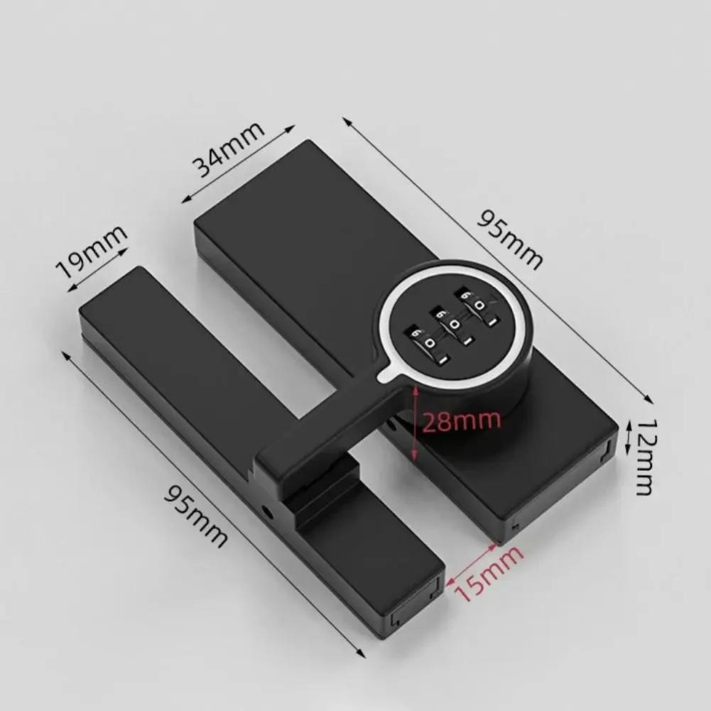 Zinc Alloy Password Door Bolt Lock Luminous Latch 3-Digit Password Anti-theft Security Door Latch Buckle Cabinet Closet Lock