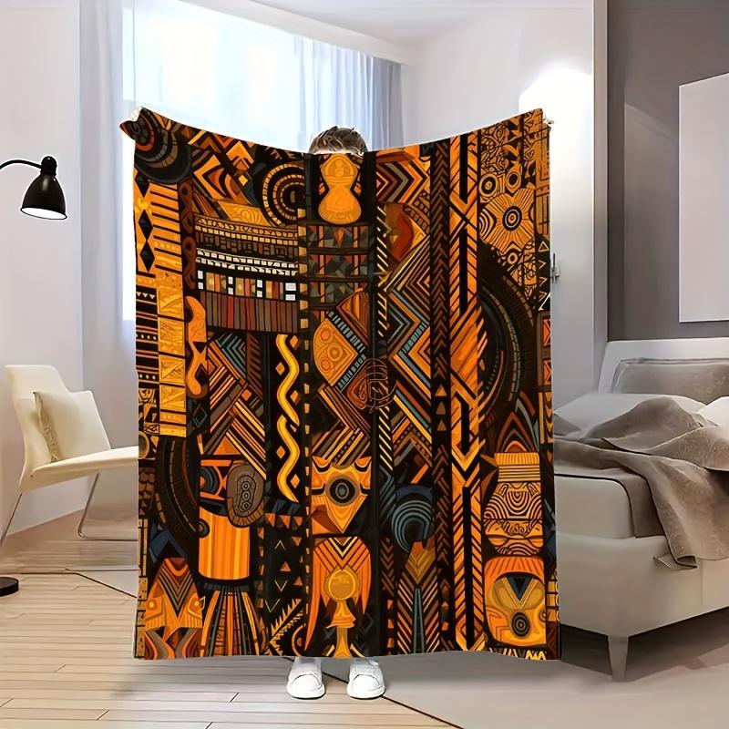 Abstract Geometric Fleece Blanket Tribal Pattern Print Throw Soft Warm All Season Bedding Home Decor Gift