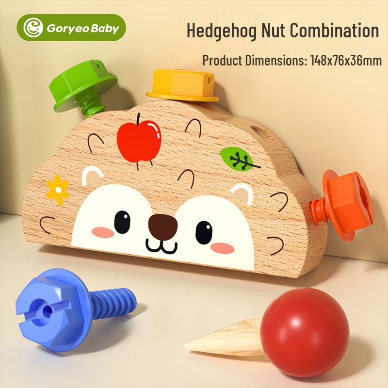 Goryeobaby Toddler Hedgehog Nut and Screw Wooden Educational Toy