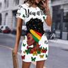 Robe Mode Femme Ample Imprimé Abstrait Géométrique Col Rond Manches Courtes Ample Streetwear Coupe A