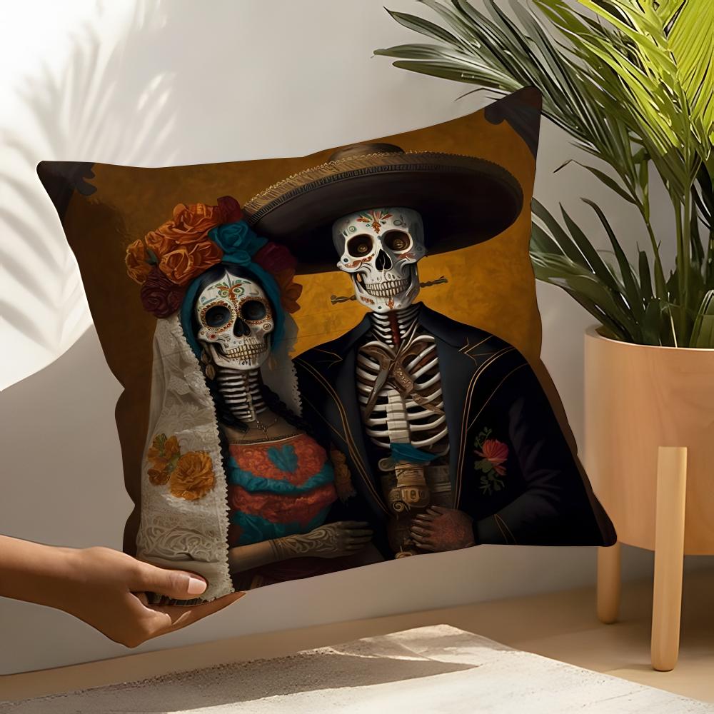 Festival Day of the Dead Art Pillow Case Linen Cushion Covers For Decorative Sofa Home Pillows Case Car Chair Pillows Cases
