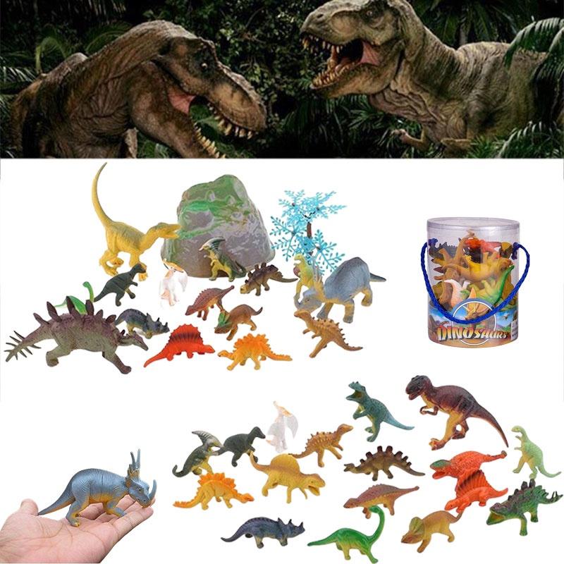 Dinosaur Model Toy Set Jurassic Plastic Tyrannosaurus Rex 17 Pieces Included!