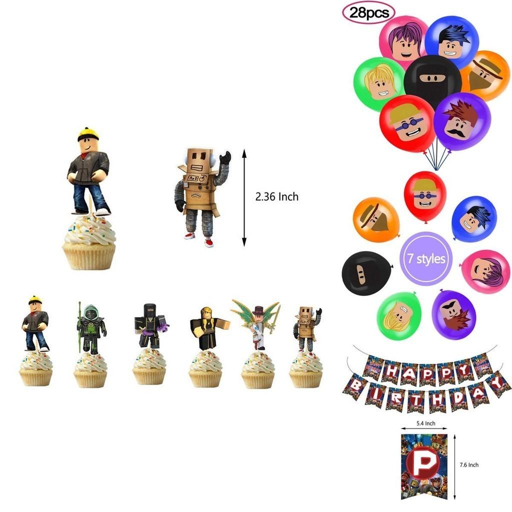 Roblox Kids Boys Birthday Party Supplies Elegant Banner Balloon Cake Topper Set
