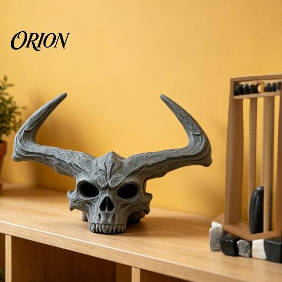 Decorazione Teschio Sinistro Statuetta Gigante Stampata in 3D, Statua Decorativa Fiamma Gotica, Scultura per Feste di Halloween per la Casa