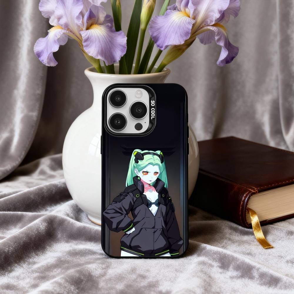 C-Cyberpunk-K R-RebeccaS Чехол для телефона для iPhone17,16,15,14,13,12,11 Plus,Pro Max Конфетный Серебряный Покрытие Внутри Чехол iPhone15