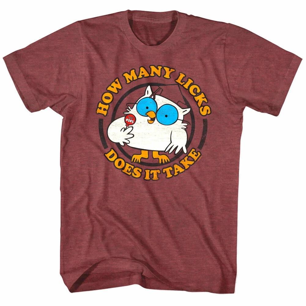 Tootsie Roll Pops Mr Owl How Many Licks Does it Take Mens T Shirt Candy Lollipop L