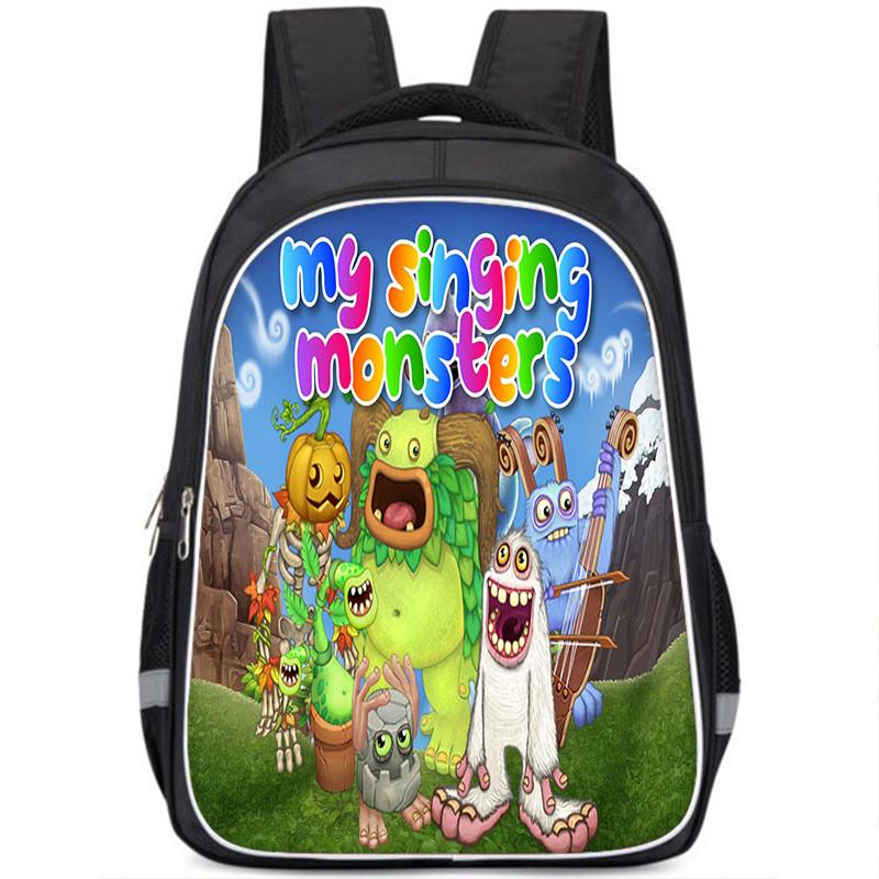Durable Nylon My Singing Monsters Backpack With Vibrant Prints For School Kids