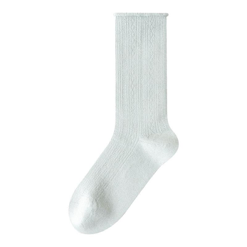 Summer Stacking Socks, Women's Ice Silk Cotton Breathable Mid-leg Socks, Anti-odor and Sweat-absorbing Thin Style