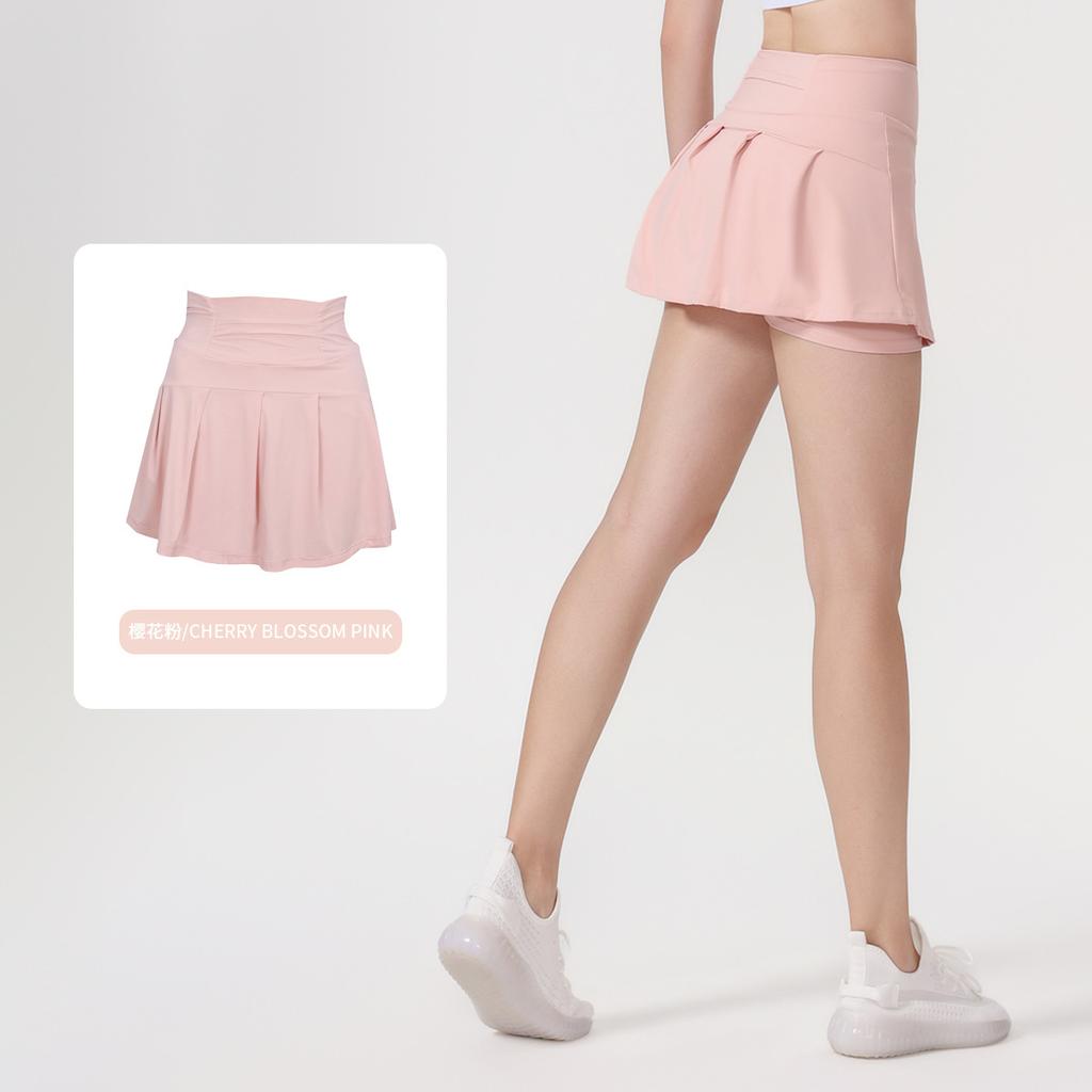 () Sports Tennis Skirt Women'S Anti-Light Fitness Skirt Fake Two-Piece Yoga Quick-Drying Pleated Skirt Shorts