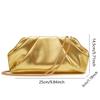 Elegant Golden Pleated PU Evening Clutch with Detachable Chain Strap Chic Women's Handbag for Dinner Parties and Formal Events Party Handbag Luxury