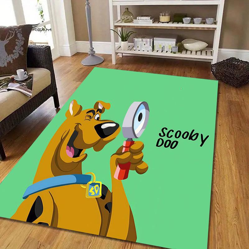 Scooby Flannel Pattern Square Carpet,Area Rug,Carpet Rug for Living Room Bedroom Sofa Playroom Decor,Non-slip Floor Mat