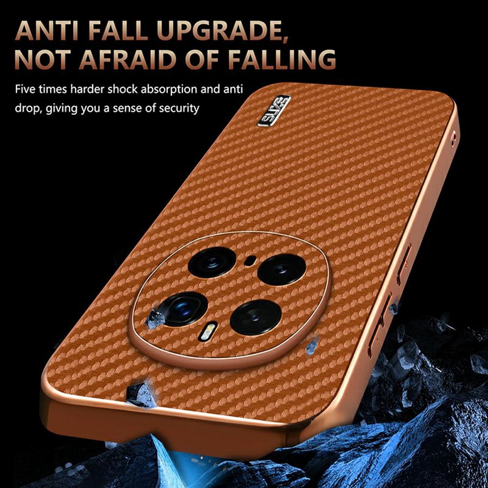 AZNS For Honor Magic7 Pro 5G Case Electroplating Carbon Fiber Texture PU+TPU Phone Cover
