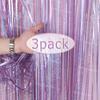 3Pack Valentines Day Party Backdrop Decorative Curtains Bachelorette Party Backdrop Metallic Foil Tinsel Fringe Curtain Christma