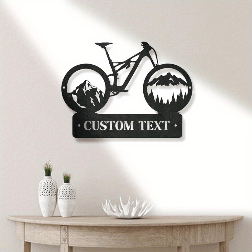 Bicycle Metal Wall Art Mountain Silhouette Home Decor Garden Rustic Design