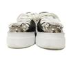Used 12166 Crystal Low-Tops 5E907C 7896 Size 35 White Beaded Rubber Silver Platform 8.7" Logo Embossed Women's from