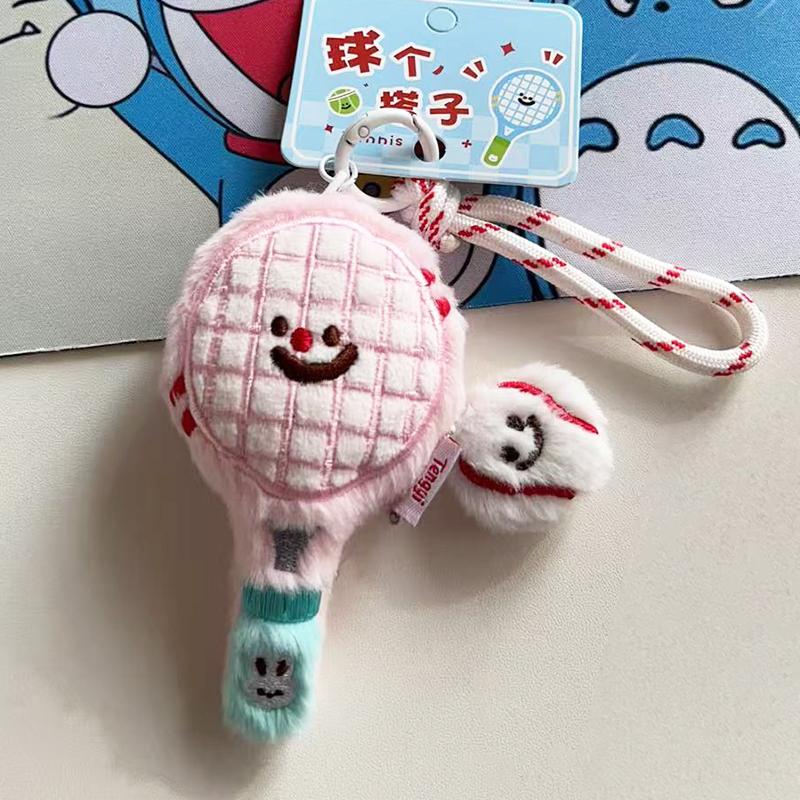 Cute plush tennis racket figurine pendant, bag, keychain pendant, couple's best friend pendant