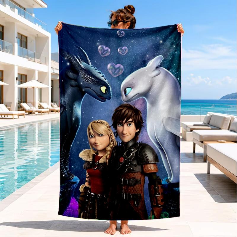 Dragon Taming Adventure Beach Towel, Super Soft Microfiber, Perfect Gift for Her/Him, Birthday, for Pool, Beach, Travel, Decor Beach Party