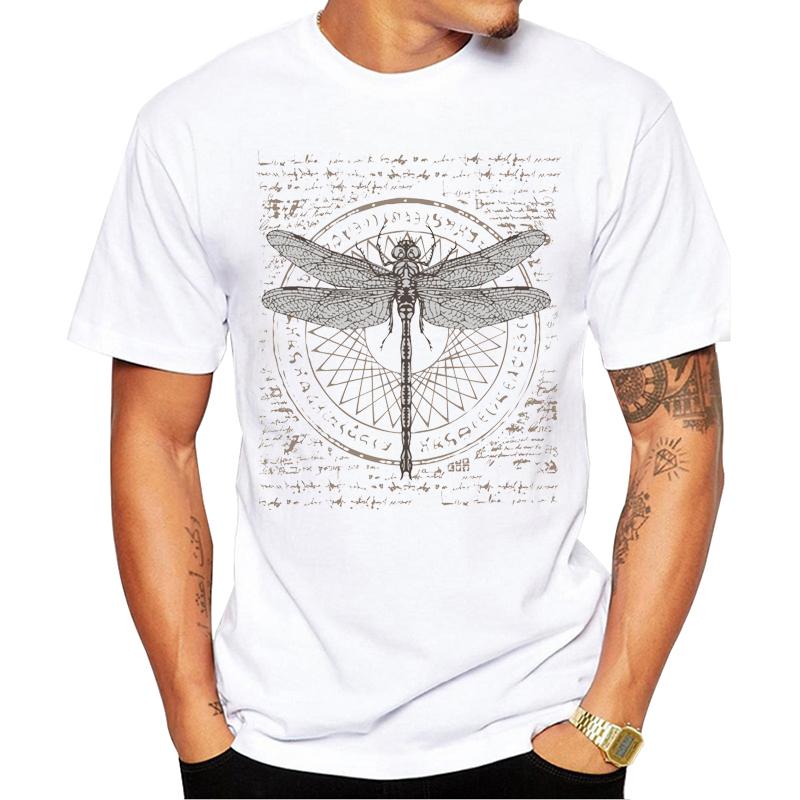 TEEHUB Science Dragonfly Study Men T-Shirt Hipster Alchemy Symbol Printed Tshirts Funny Tee Sh