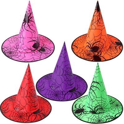 Halloween Hot Black Gold Spider Web Witch Hat Party Oxford Cloth Witch Hat Cosplay Costume Party Decoration