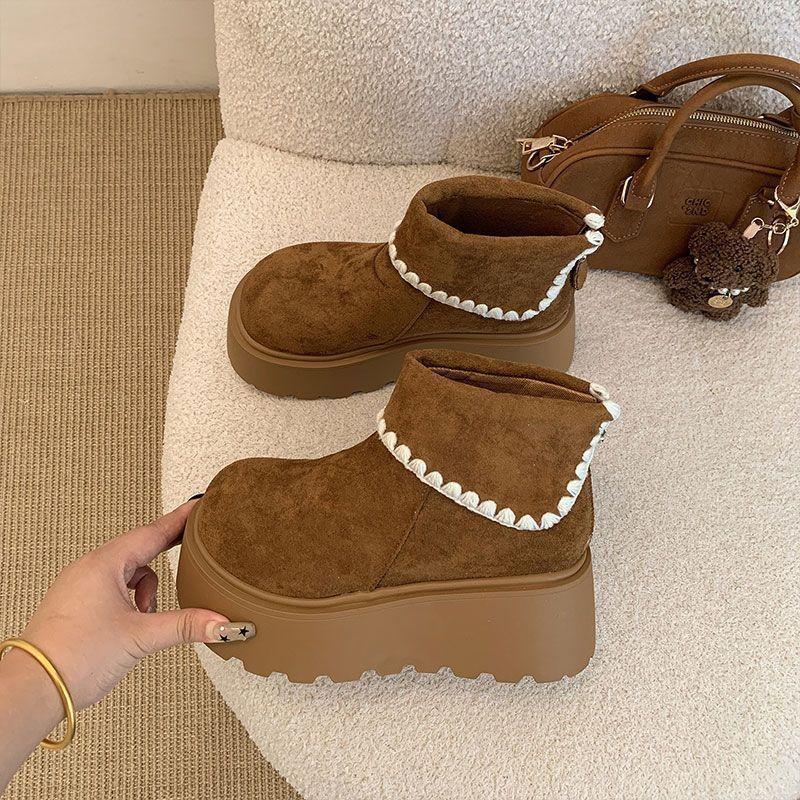 Retro high-end small thick-soled heightening Martin boots 22 new autumn thin white short boots 35