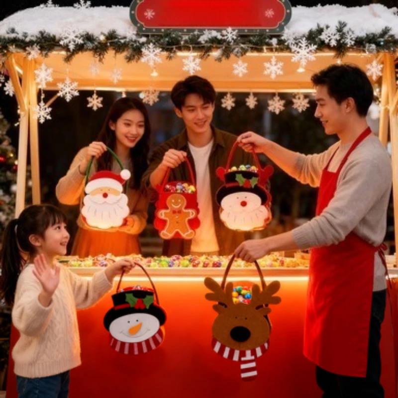 Christmas Gift Bags Felt Santa Claus Sack Pouch For Xmas Tree Decorations Candy Presents Holder Stocking Stuffers Party Supplies