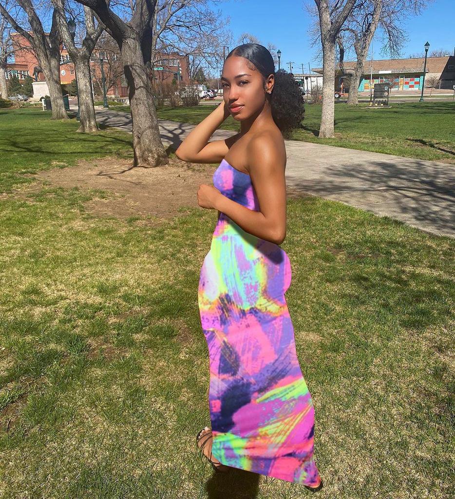 Women's Plus Size Tie-Dye Off-Shoulder Bandeau Dress - Spring/Summer 2025 Fashion