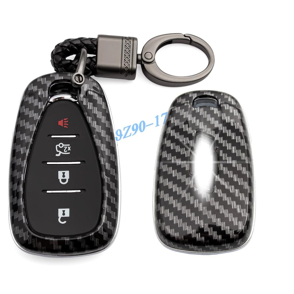 Abs Carbon Fiber Car Smart Key Cover Case For Chevrolet Blazer Trax Equinox Cruze Malibu Traverse Trailblazer Camaro