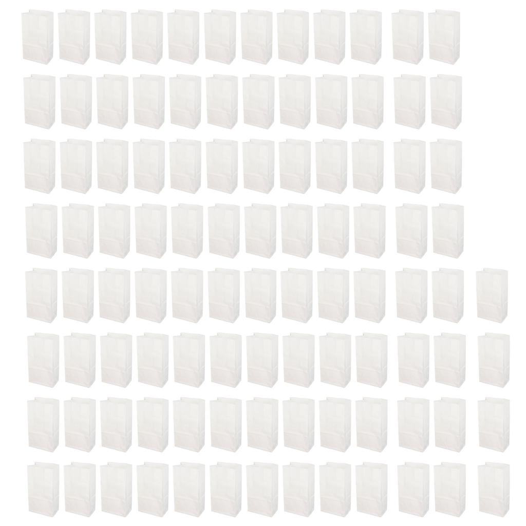100Pcs Paper Bag Food Grade Kraft Oil Proof Large Capacity White Set Kit for Shopping 180x90x55mm 7.09x3.54x2.17in