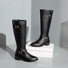 Stilvolle Damen Kniehohe Reitstiefel Mit Schnallen-Detail Für Herbst Und Winter