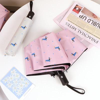 Automatic Cute Cartoon Black Glue Folding Umbrella for Girls - Dual Sun & Rain Protection