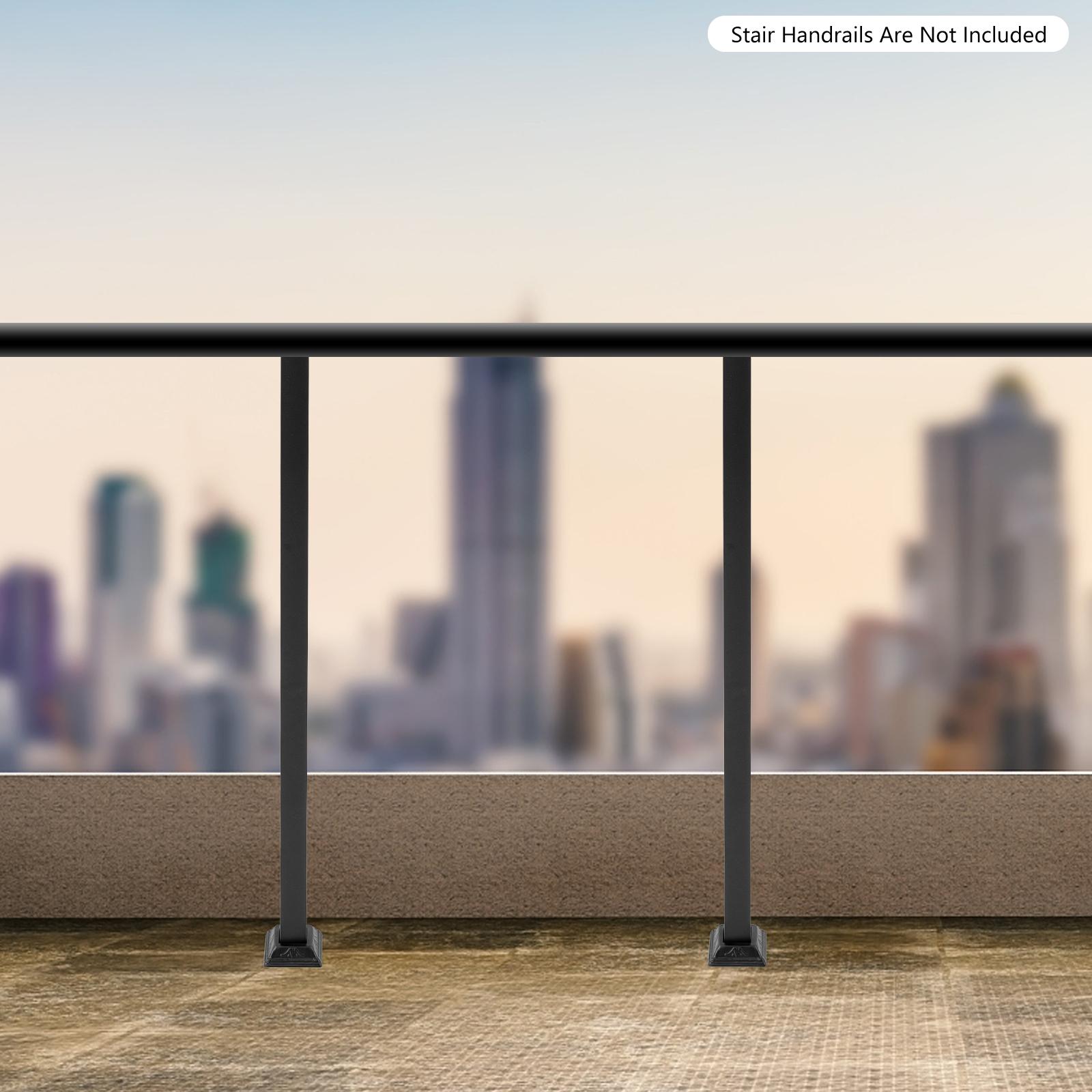 

2pcs 38inch Deck Railing Handrail Post Kit - Modern Black Rectangular Baluster - Sturdy 4x4cm Posts & 8x8cm Base Supports 220lbs чёрный