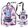 Hip Hop Popular Funny Bad Bunny 3D Print 3pcs/Set Pupil School Bags Travel Laptop Backpack Chest Bag Pencil Case
