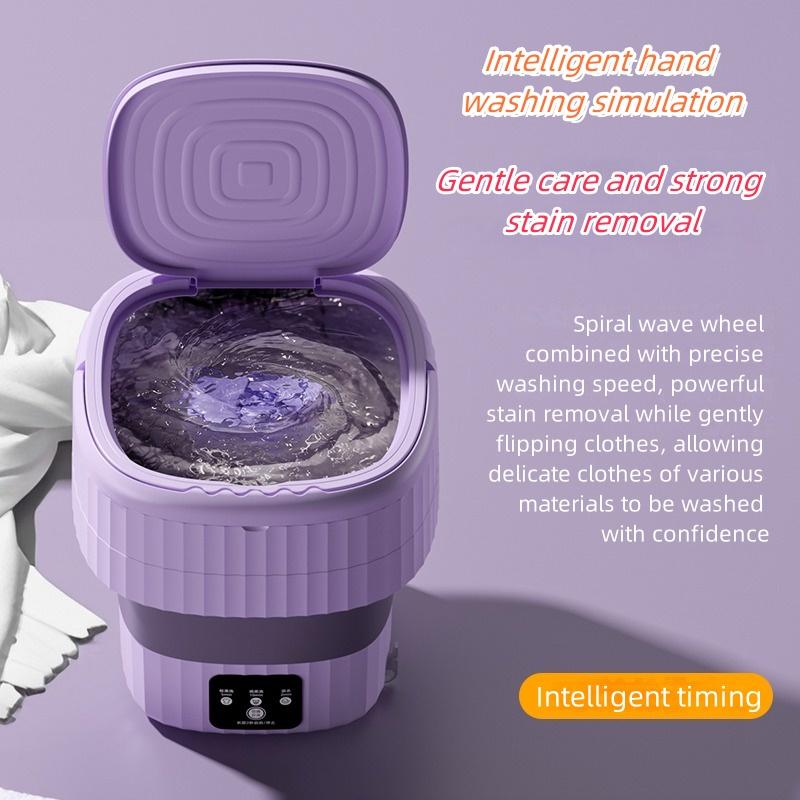 9L EU Foldable Washing Machine Portable Large Capacity Clothes Dehydration and Drying Machine for Outdoor Travel and Home Use