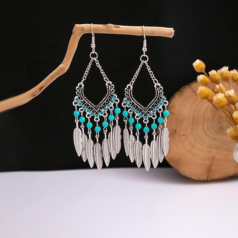 Ethnic Bohemian Long Tassel Earrings Vintage Beach Vacation Jewelry Retro Drop Dangle Ear Accessories For Women