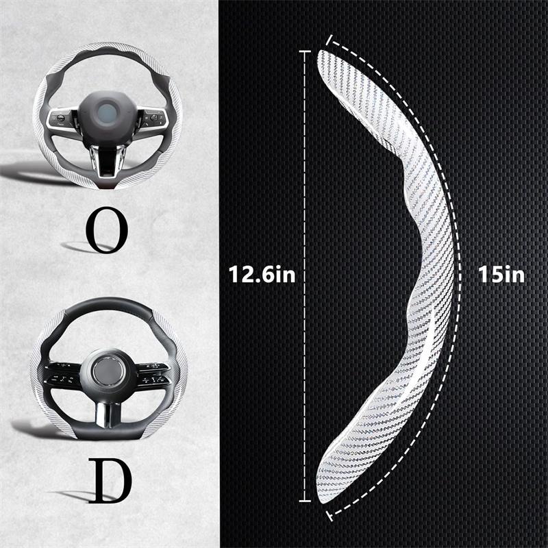 3Pcs 38Cm Carbon Fiber Car Steering Wheel Cover Non-Slip Protective Cover Segmented Car Styling Accessories For 99% Car