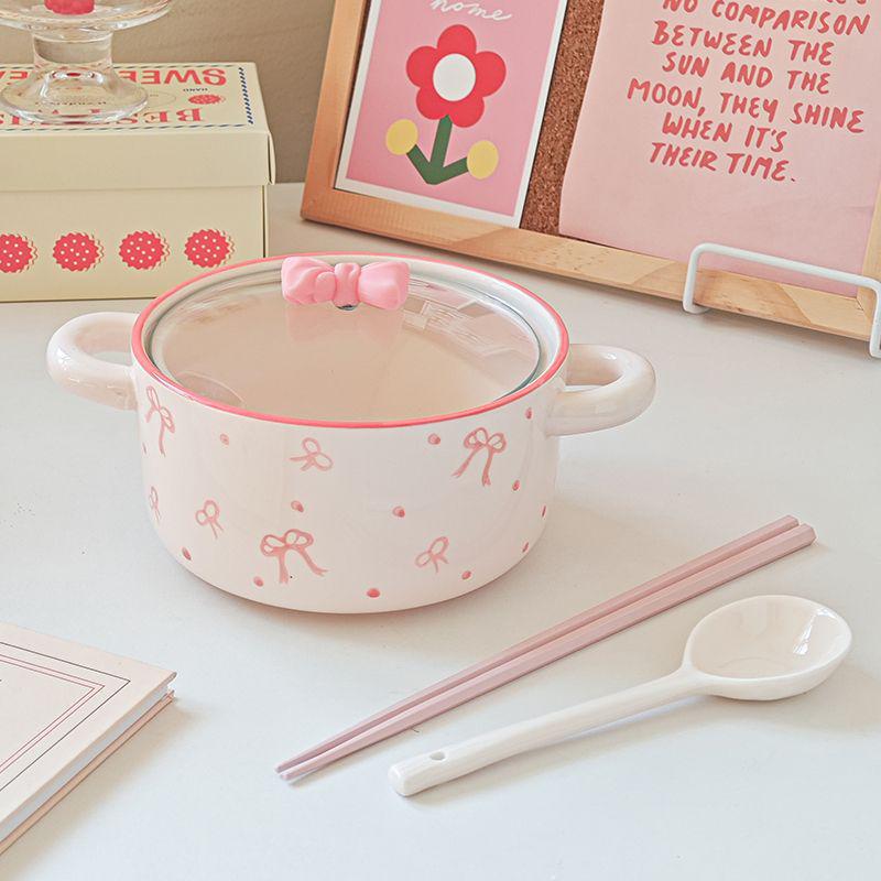 Large Capacity Bow Tie Noodle Bowl for Students