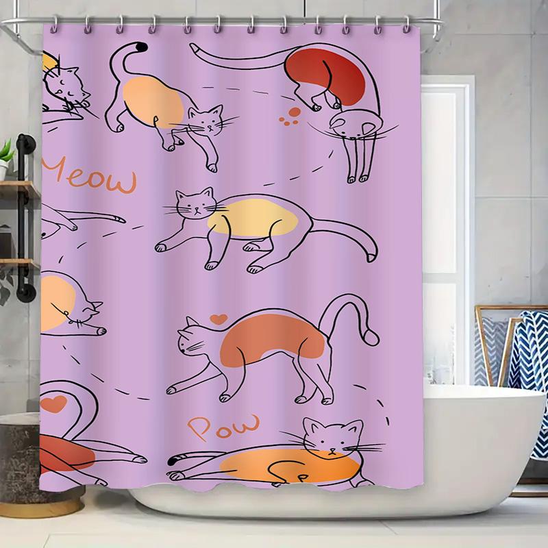

Набор разноцветных занавесок для душа с кошками Креативный декор для ванной комнаты для любителей кошек Розовый Фиолетовый Желтый Оранжевый Мультяшный принт Сделано в Китае Sh 90x180cm