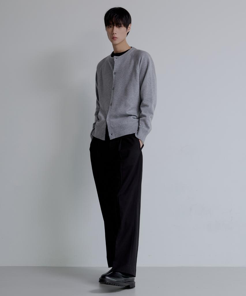 Nodu Raglan Herasi Round Crop Cardigan [Gray]