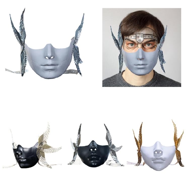 Mechanical Mask with Wing Masquerade Mask Half Face Mask Masquerade Costume Accessories For Women Men Halloween Cosplay