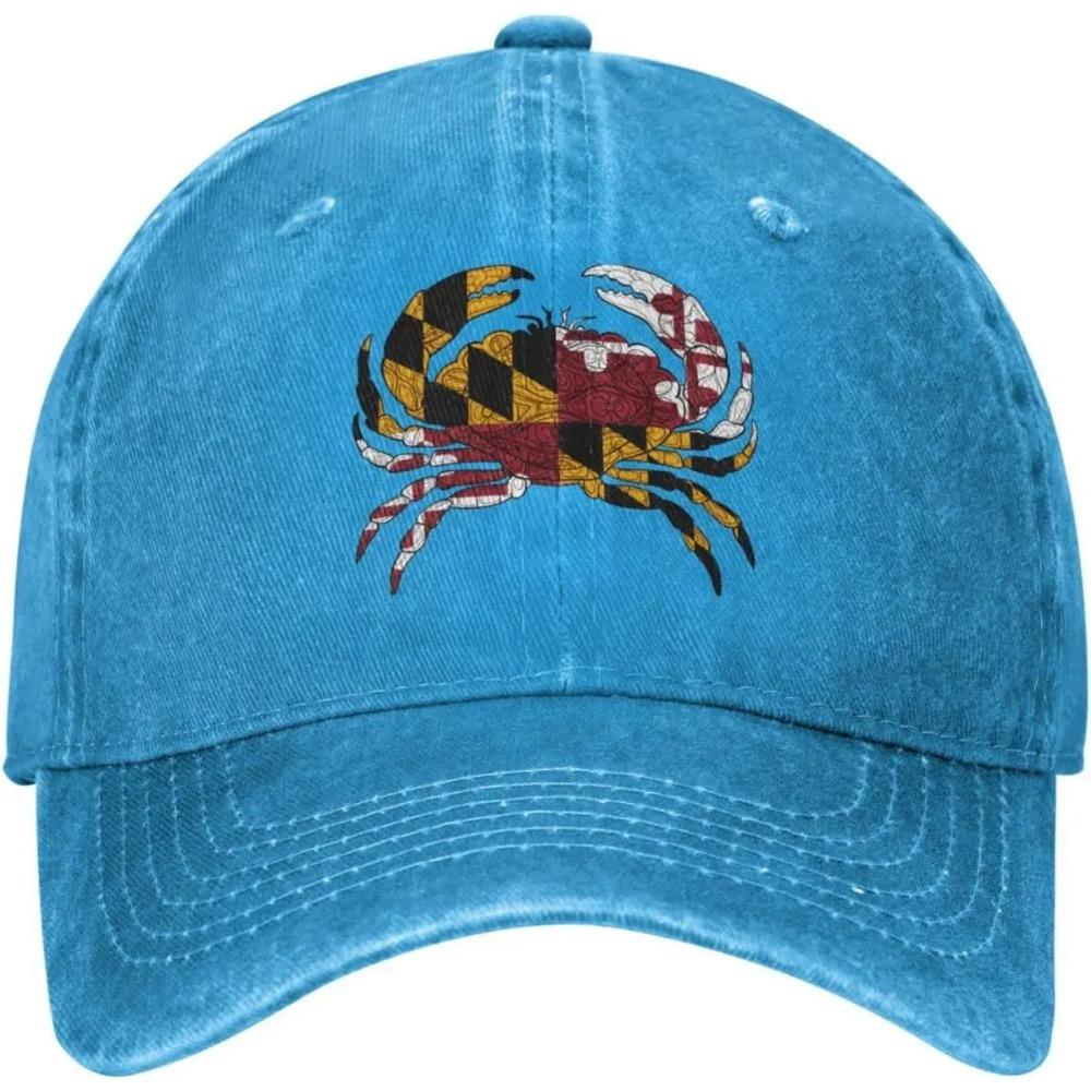 Maryland Chesapeake Bay Blue Crabs Unisex Baseball Cap Cotton Fits Men Women Washed Denim Adjustable Dad Hat
