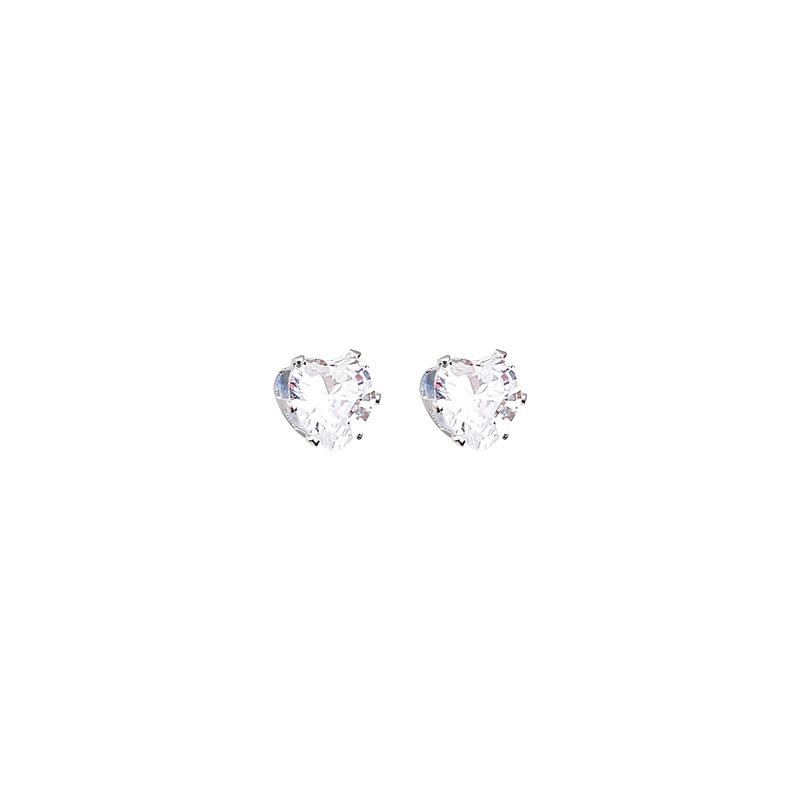 Silver Needle Exquisite Zircon Love Stud Earrings Women's Light Luxury Niche Design Earrings Korean Version of Cold Wind Earrings
